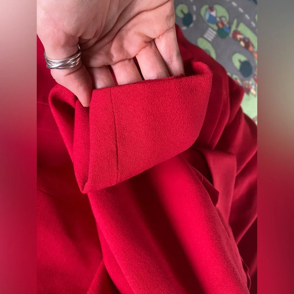 Vintage 90s Christian Dior wool Red Double-Breasted Blazer and Skirt Set